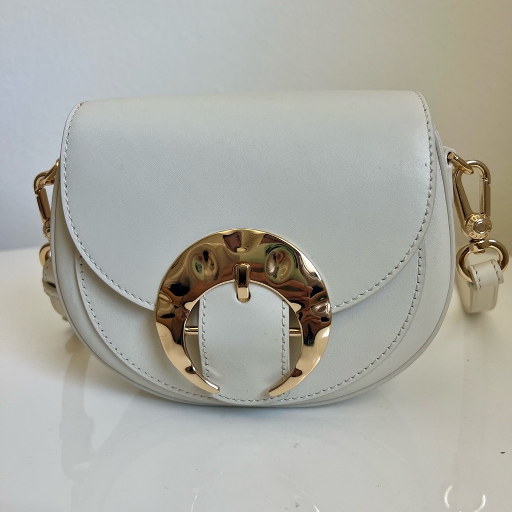 Charles & Keith Mini Crossbody Bag - White with Gold Hardware